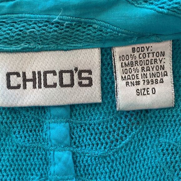 Chico’s turquoise color embroidered jacket blazer - Picture 5 of 7